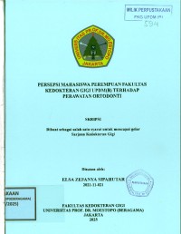 Image of Persepsi Mahasiswa Perempuan Fakultas Kedokteran Gigi UPDM (B) terhadap Perawatan Ortodonti