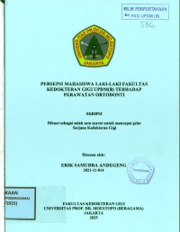 Image of Persepsi Mahasiswa Laki-laki Fakultas Kedokteran Gigi UPDM (B) terhadap Perawatan Ortodonti