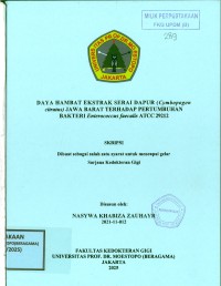 Image of Daya Hambat Ekstrak Serai Dapur (Cymbopogon citratus) Jawa Barat terhadap Pertumbuhan Bakteri Enterococcus faecalis ATCC 29212