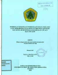 Image of Perbedaan Kekerasan Permukaan Email pada Gigi yang Didemineralisasi dengan Minuman Isotonik dan Setelah Remineralisasi dengan CPP-ACP dan CPP-ACPF