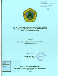 Image of Uji Daya Hambat Ekstrak Buah Jeruk Lemon (Citrus x limon (L.) Osbeck) Terhadap Pertumbuhan Bakteri Prevotella intermedia